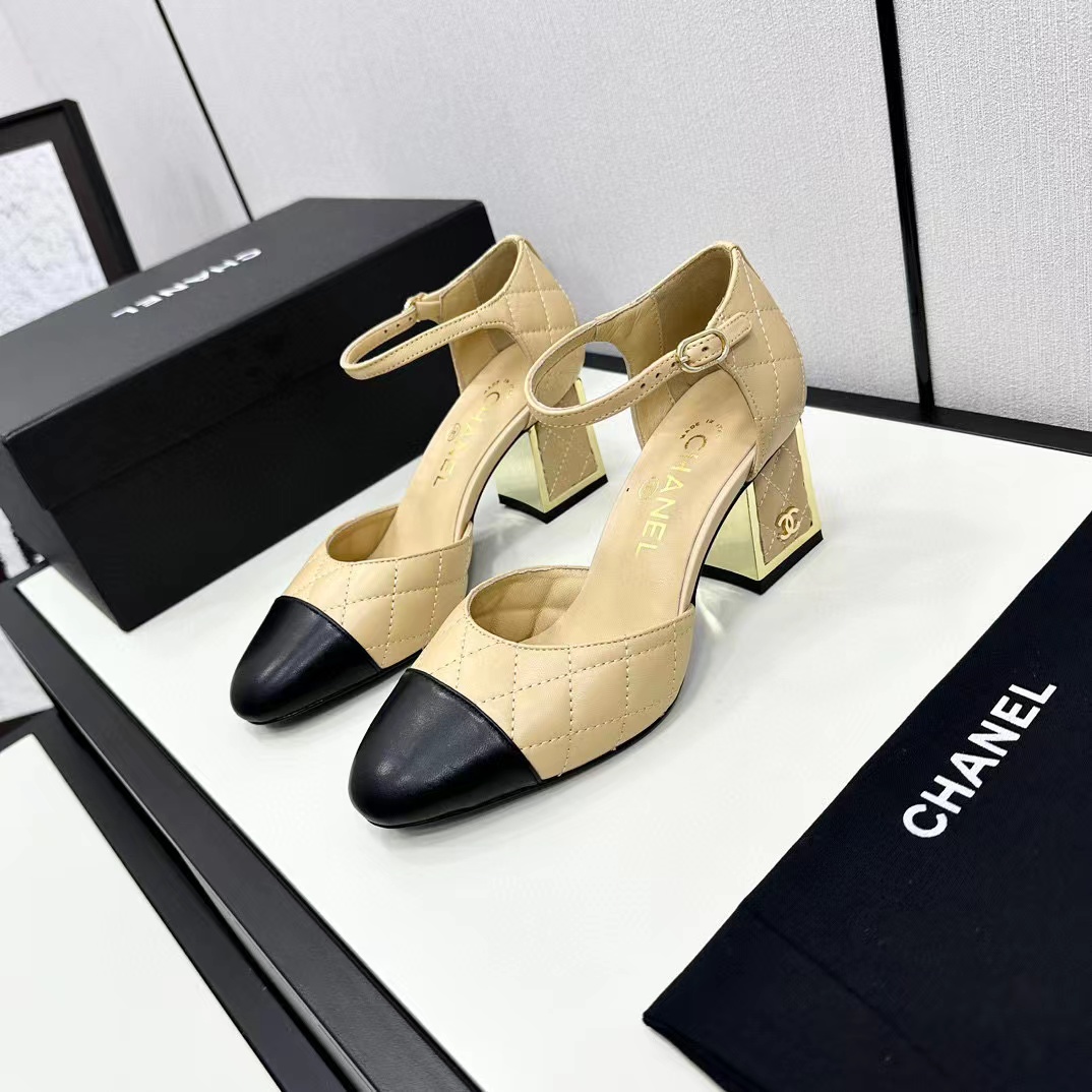 CHANE1 高品質シープスキン カラーブロック メリージェーン ハイヒール【50％割引+送料無料】