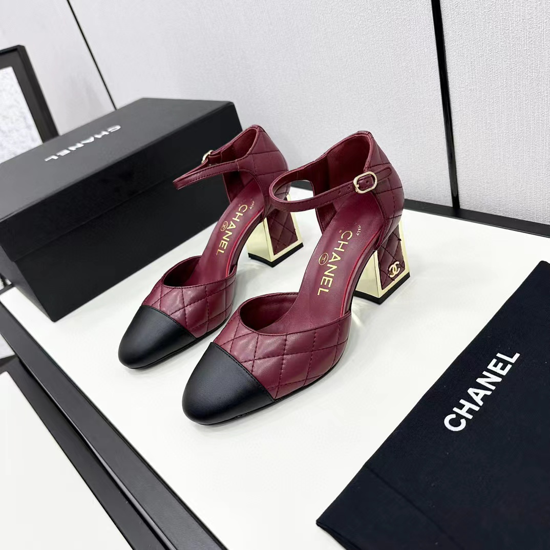 CHANE1 高品質シープスキン カラーブロック メリージェーン ハイヒール【50％割引+送料無料】