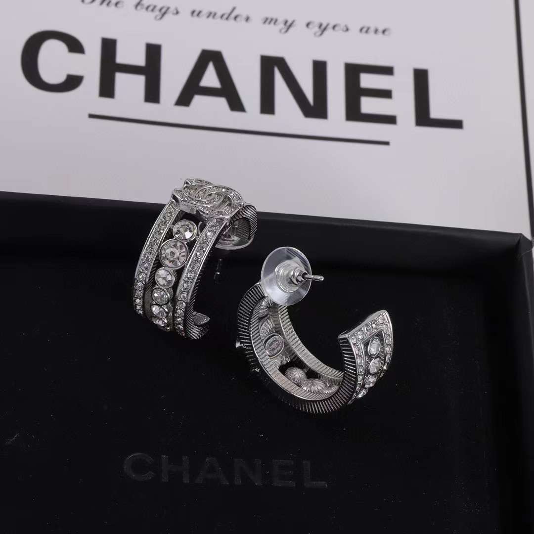 CHANE1 ダブルC ダイヤモンド イヤリング【50％割引+送料無料】