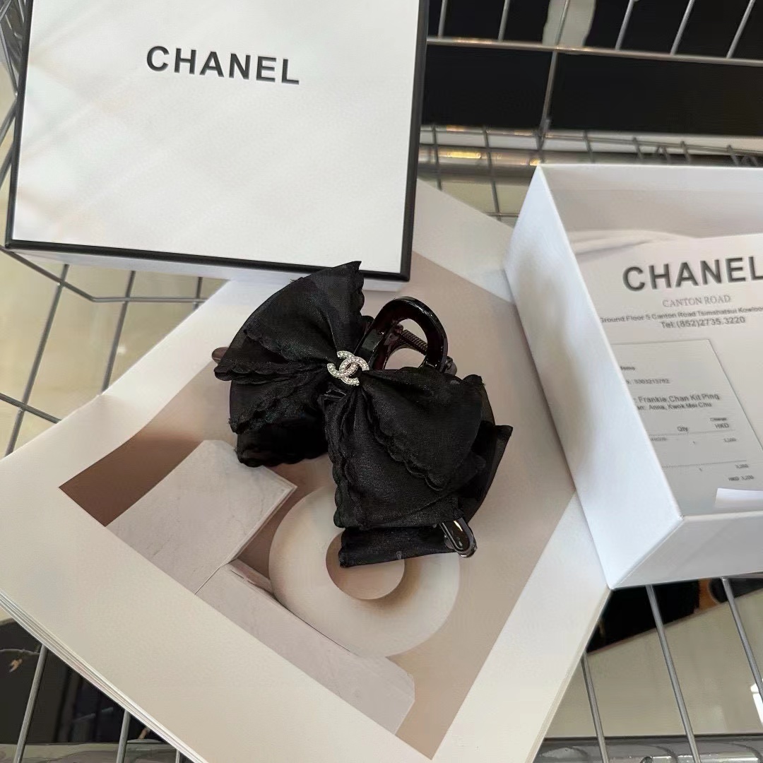 CHANE1 ダブルCロゴリボンヘアクリップ【50％割引+送料無料】