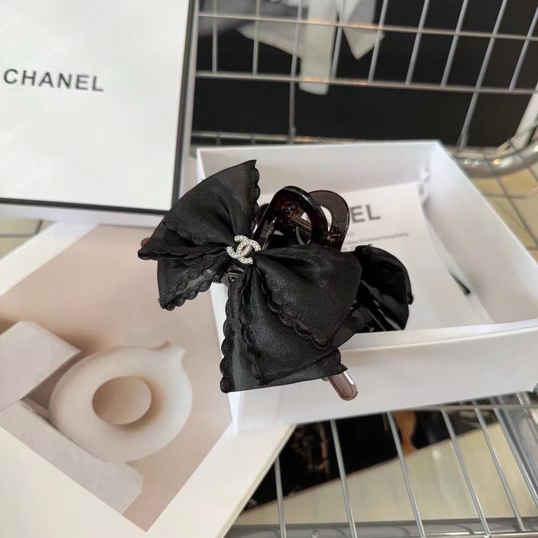 CHANE1 ダブルCロゴリボンヘアクリップ【50％割引+送料無料】