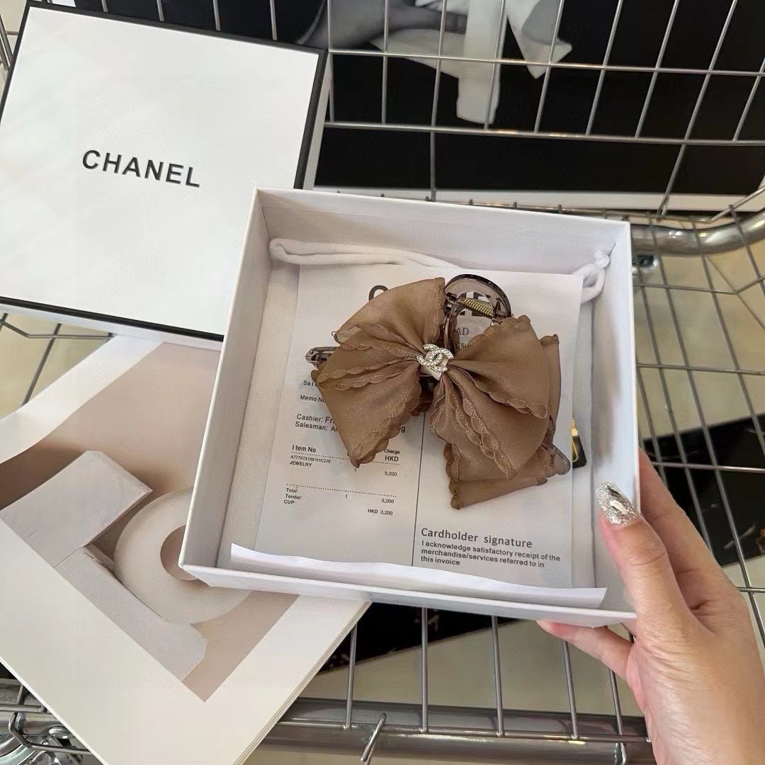 CHANE1 ダブルCロゴリボンヘアクリップ【50％割引+送料無料】