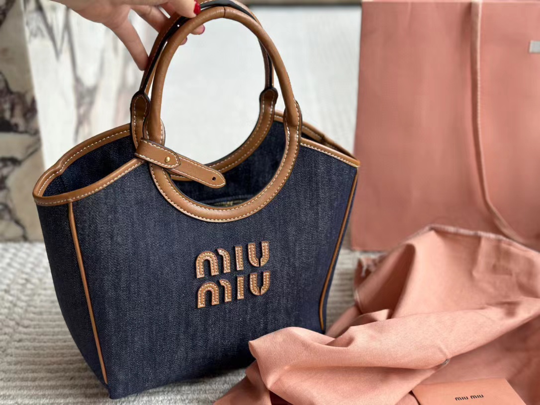 M1UM1U シンプルデニムトートバッグ【50％割引+送料無料】