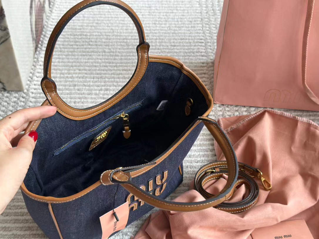 M1UM1U シンプルデニムトートバッグ【50％割引+送料無料】