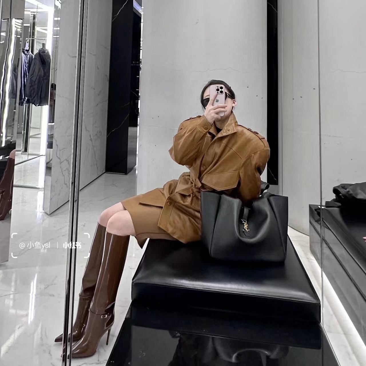 YSL シンプル牛革ショッピングバッグ【50％割引+送料無料】