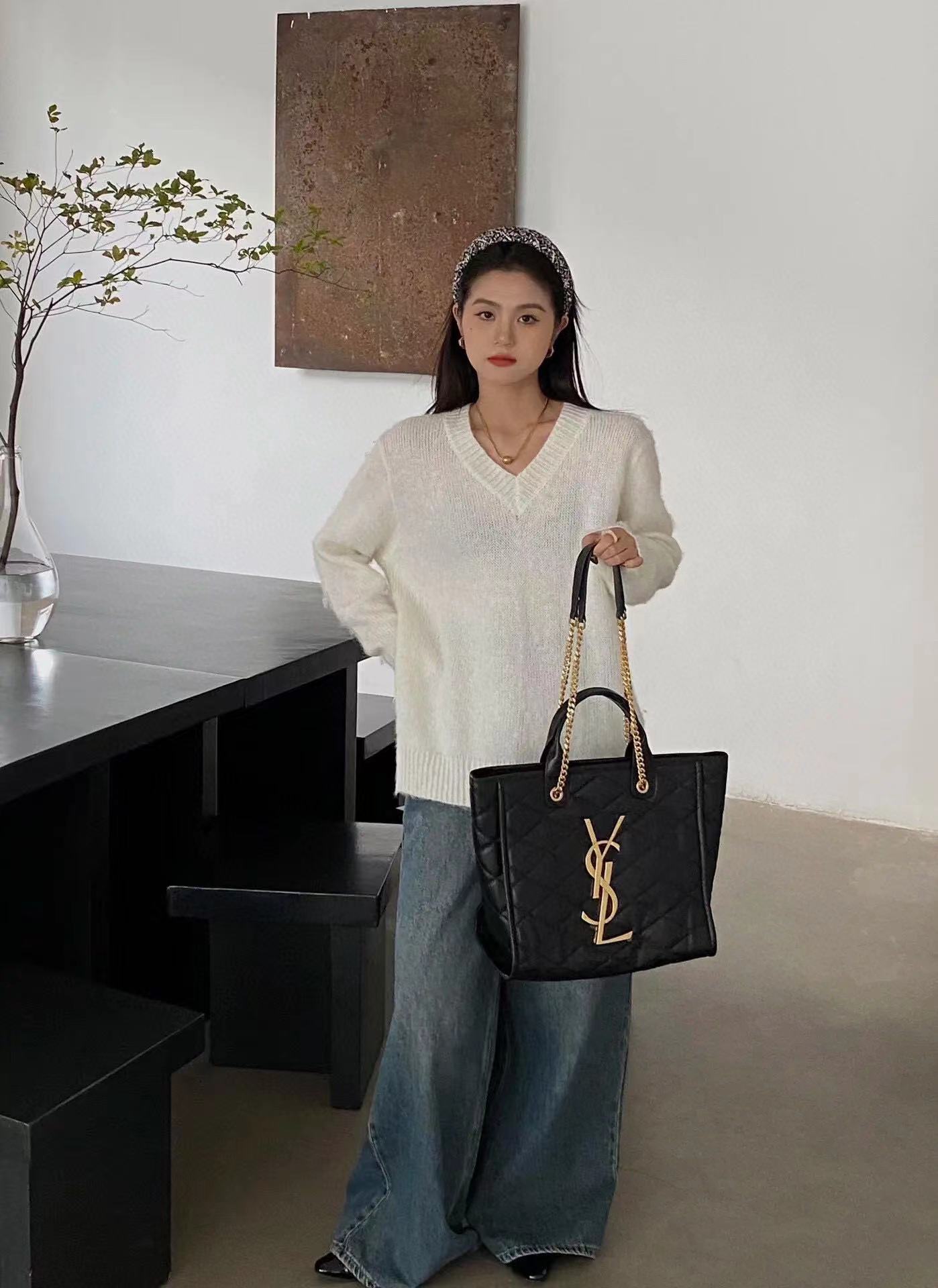 YSL チェーンビーチバッグ 31cm【50％割引+送料無料】