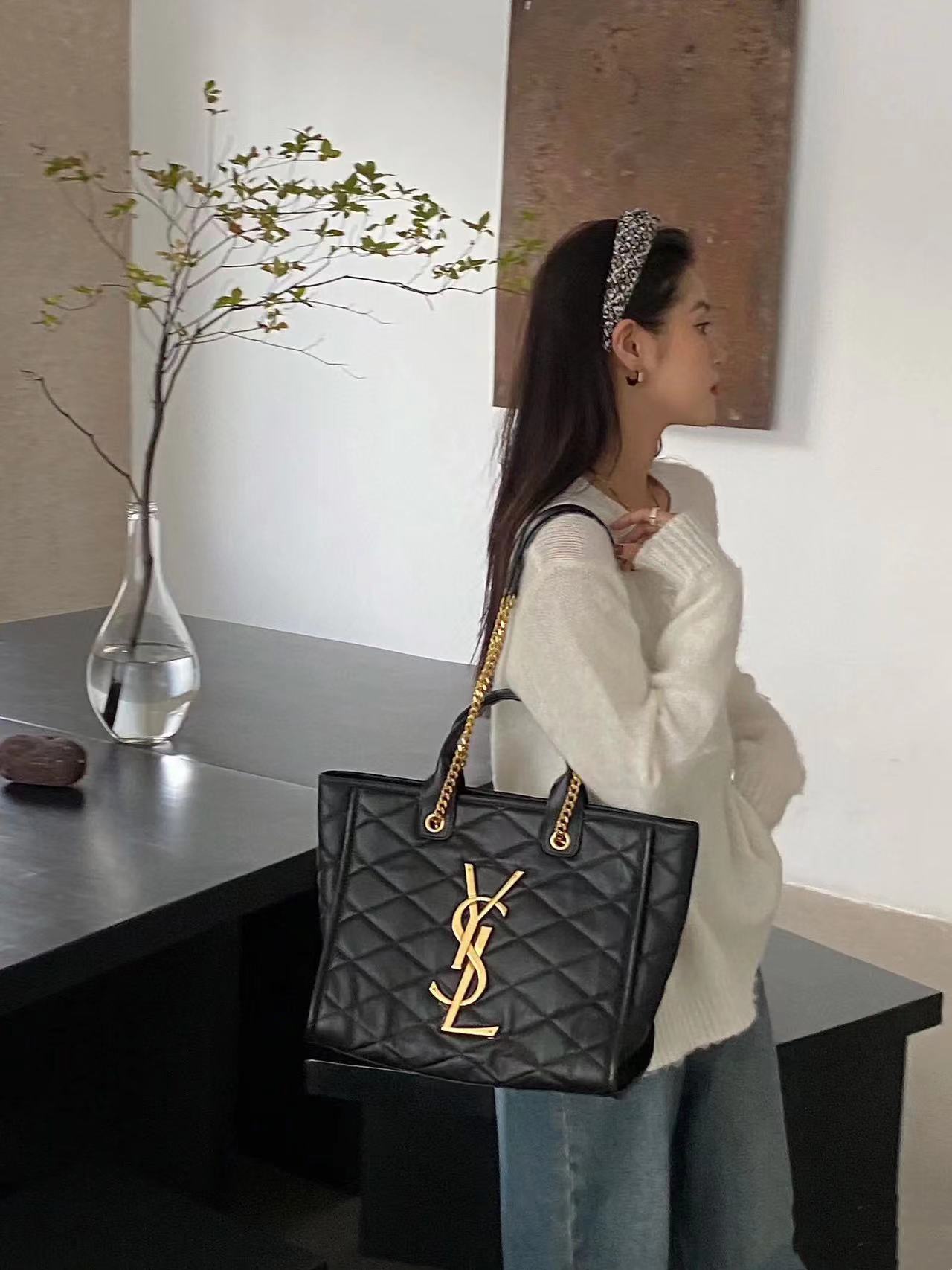 YSL チェーンビーチバッグ 31cm【50％割引+送料無料】