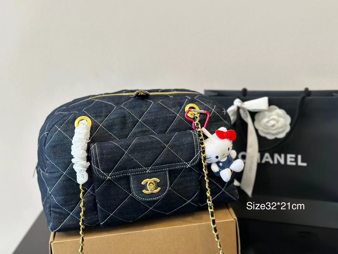 CHANE1 チェーンデニムボーリングバッグ【50％割引+送料無料】