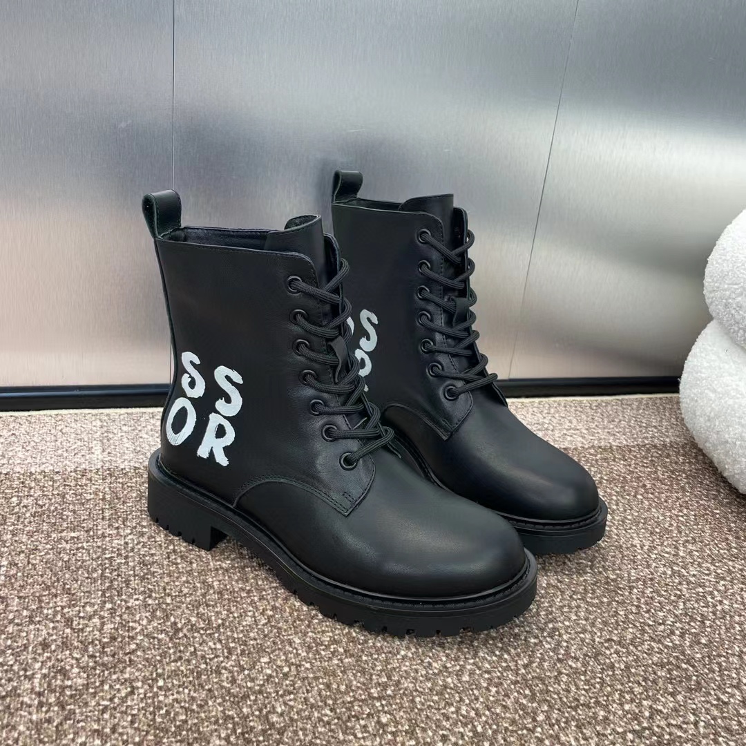 MISS DI0R高品質のレースアップ グラフィティ モーターサイクル ブーツ【50％割引+送料無料】
