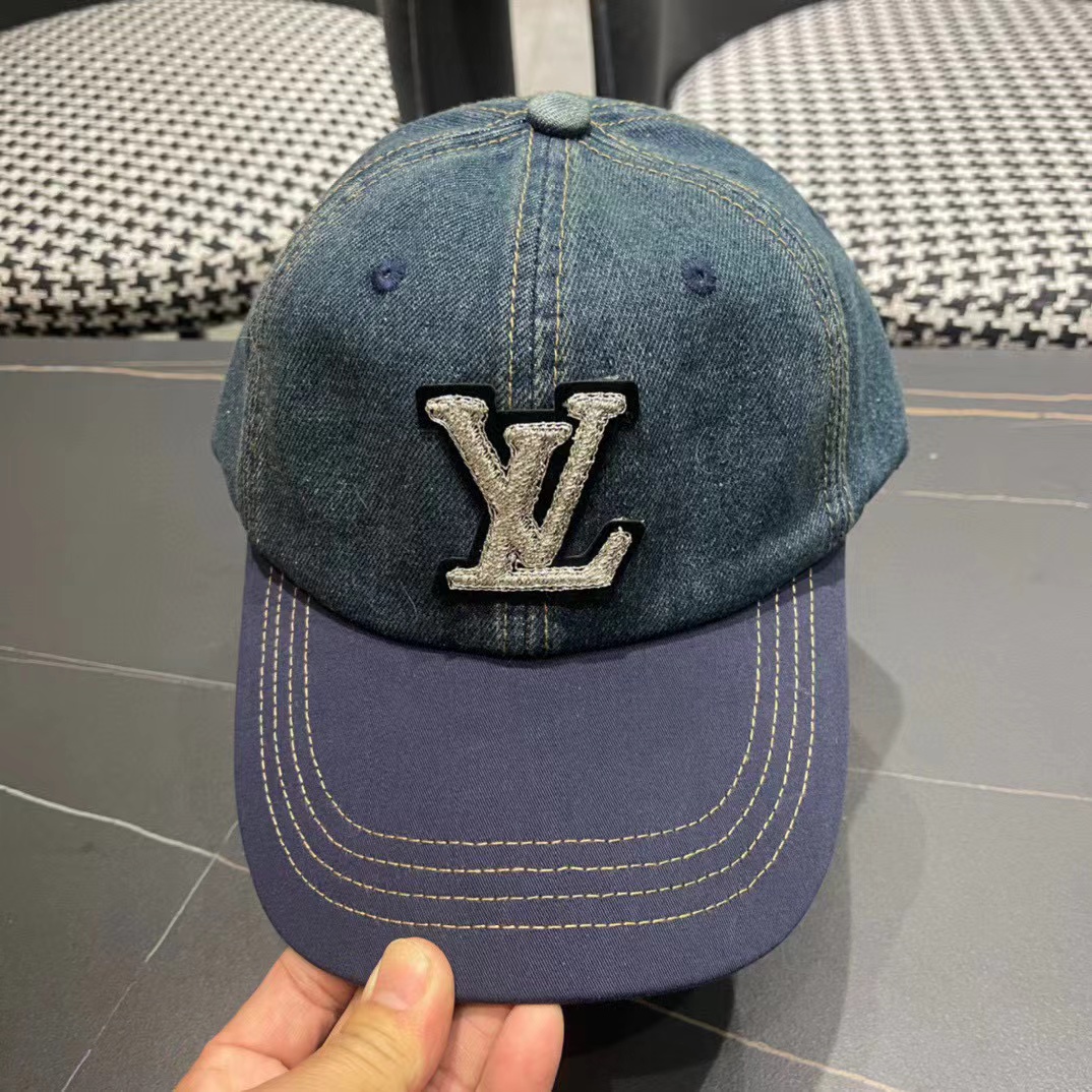 LV刺繍ロゴカラーブロックベースボールキャップ【50％割引+送料無料】