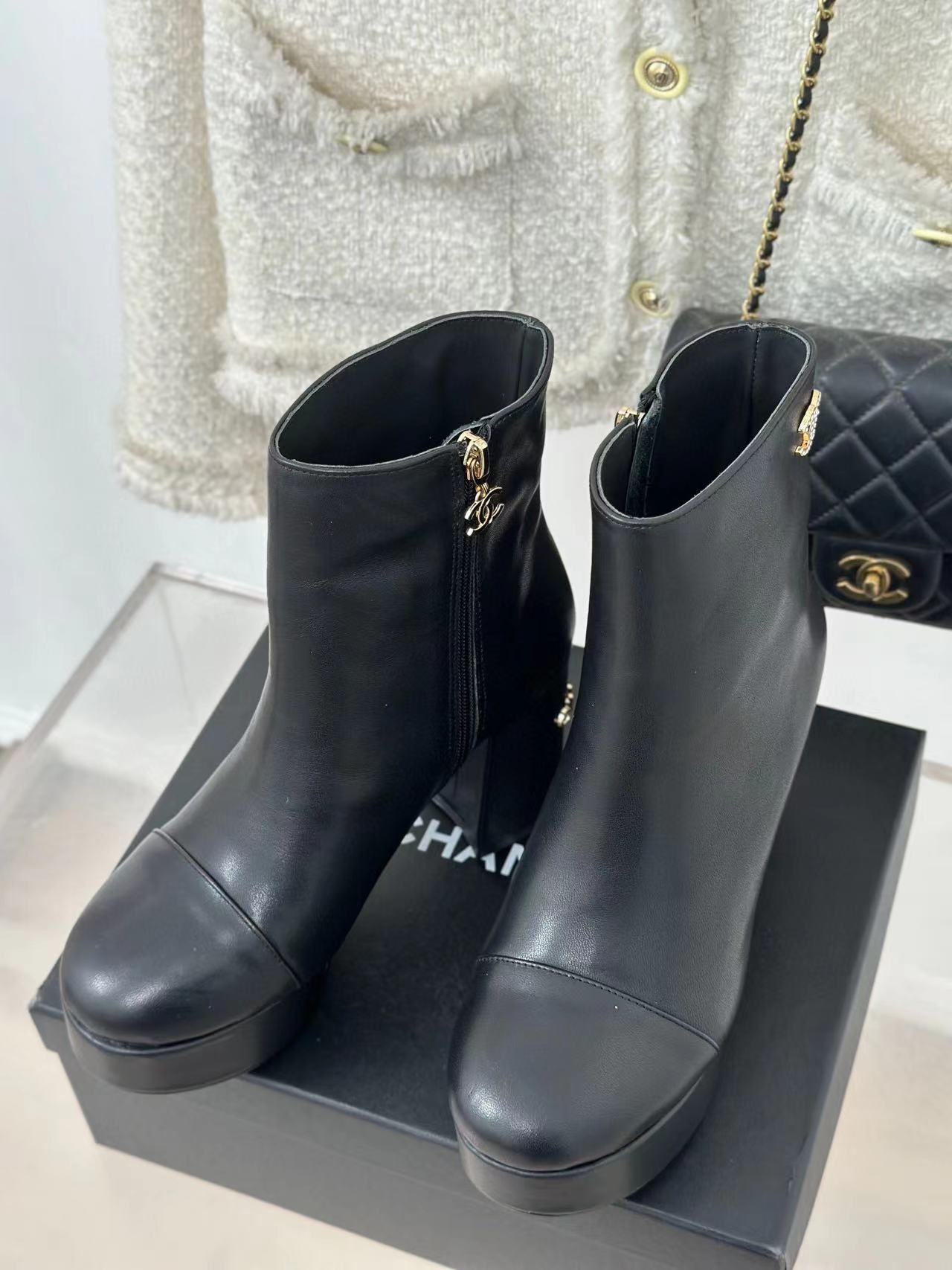 CHANE1 高品質防水プラットフォームラインストーン太ヒールショートブーツ【50％割引+送料無料】