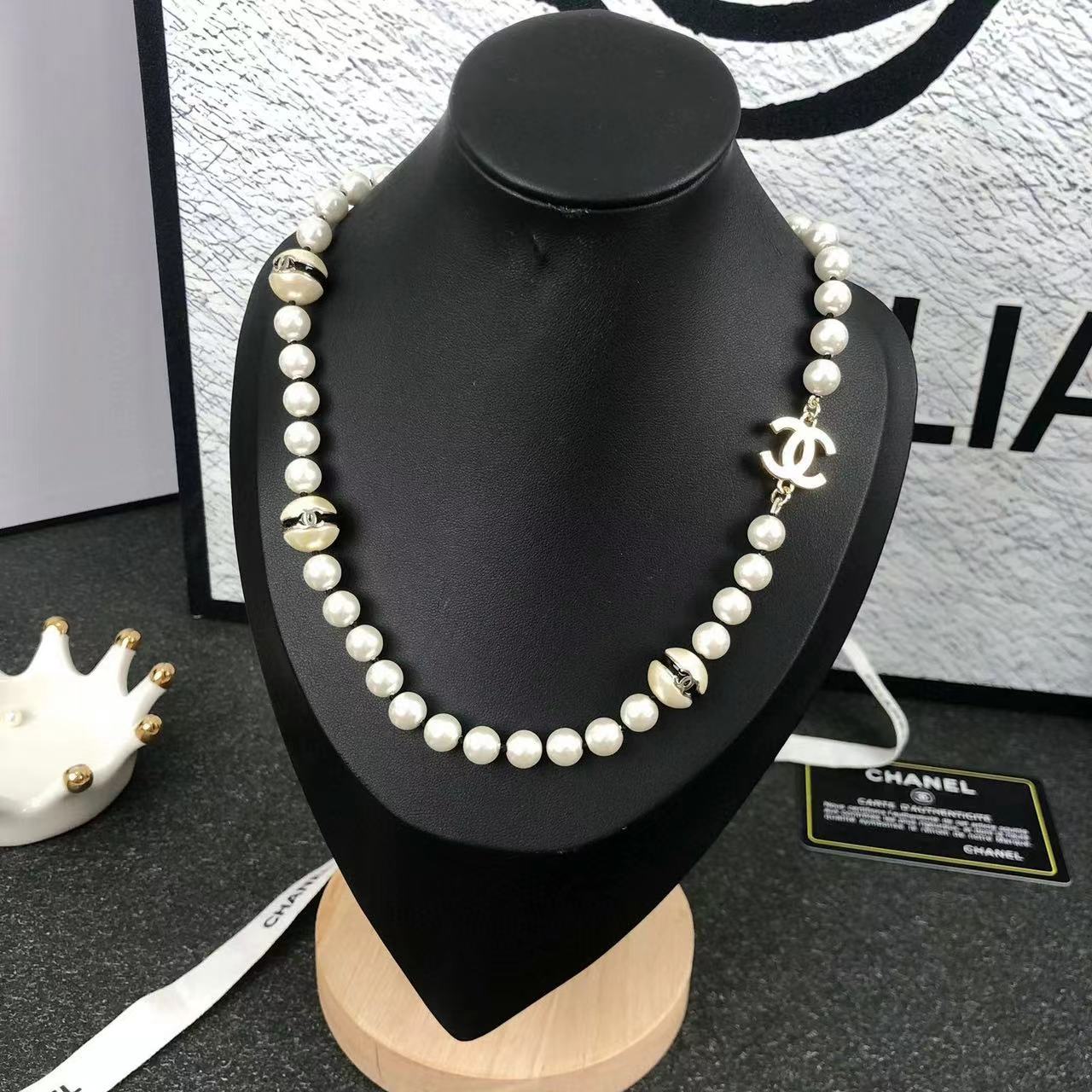 CHANE1 ダブルCパールネックレス【50％割引+送料無料】
