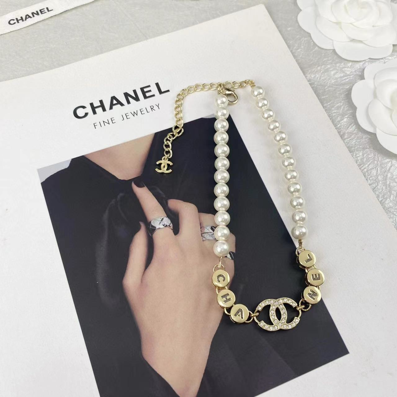CHANE1 ダブルCパールネックレス【50％割引+送料無料】