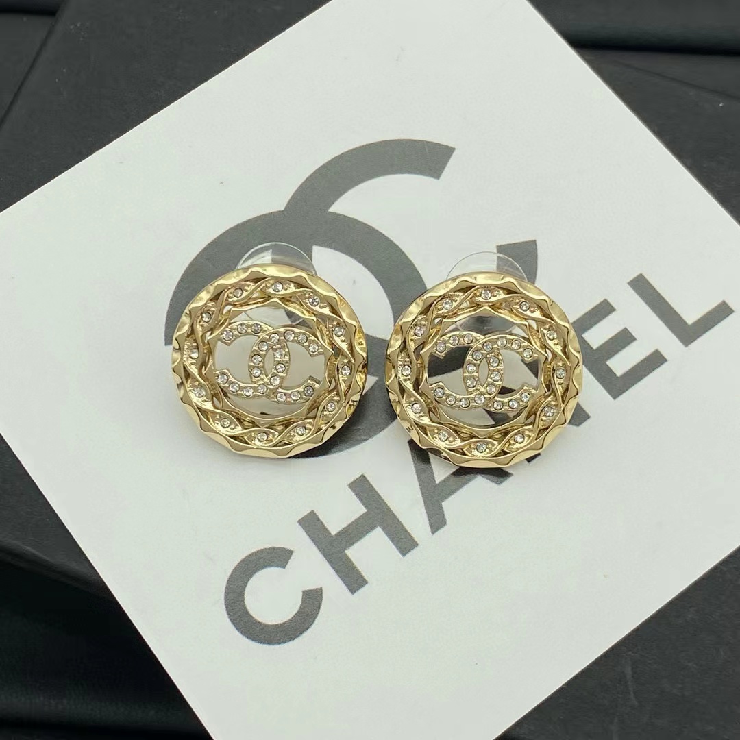 CHANE1 ラウンド中空ダブル C スタッド ピアス【50％割引+送料無料】