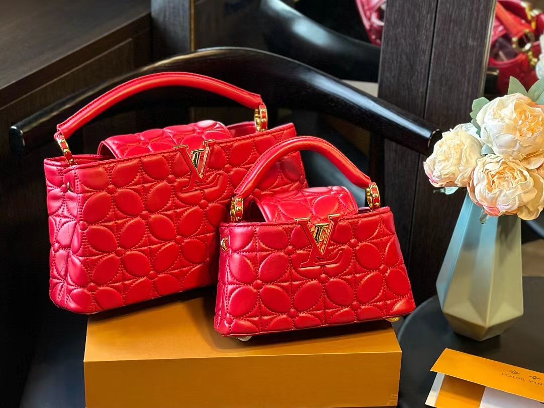 LV capucines 刺繍入りハンドバッグ【50％割引+送料無料】