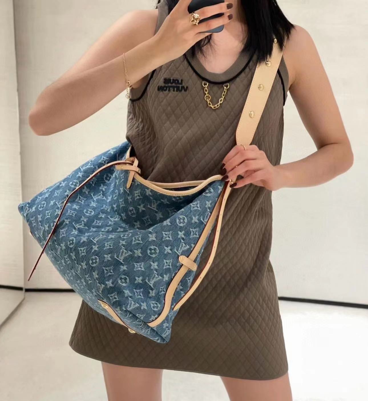 LV Carryall 老眼用デニムショルダークロスボディバッグ【50％割引+送料無料】