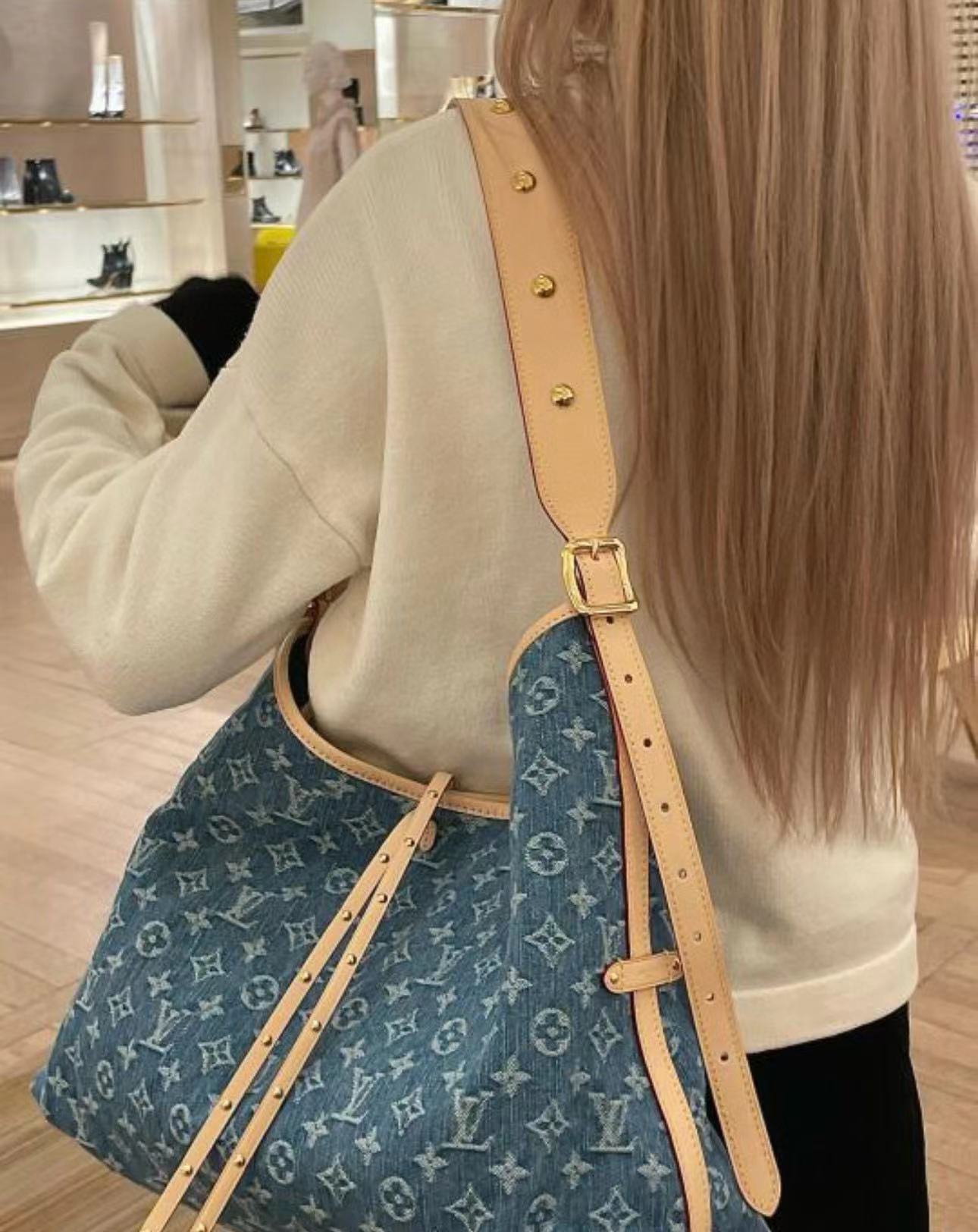 LV Carryall 老眼用デニムショルダークロスボディバッグ【50％割引+送料無料】