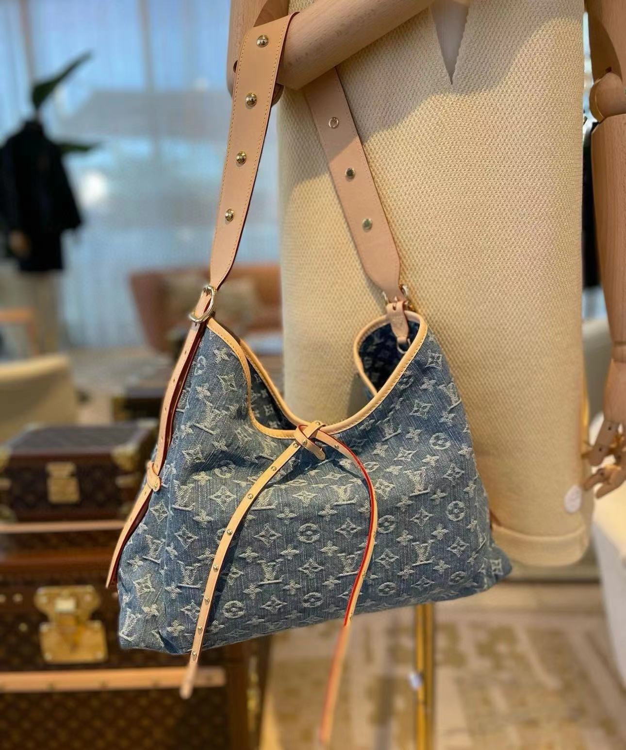 LV Carryall 老眼用デニムショルダークロスボディバッグ【50％割引+送料無料】