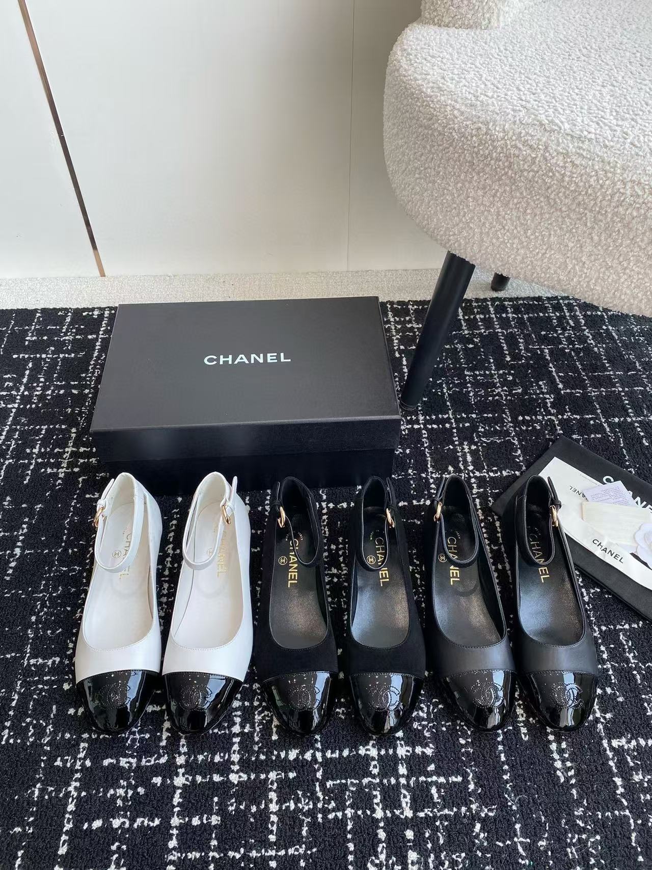 CHANE1 高品質ダブル C フラットシューズ【50％割引+送料無料】
