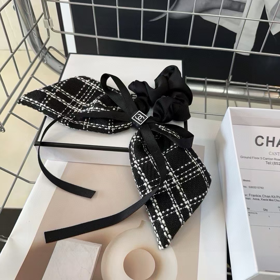 CHANE1 弓チェック柄ヘアロープ【50％割引+送料無料】