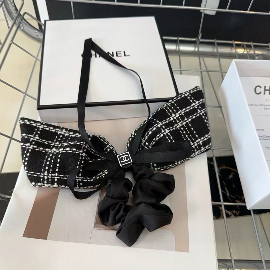 CHANE1 弓チェック柄ヘアロープ【50％割引+送料無料】