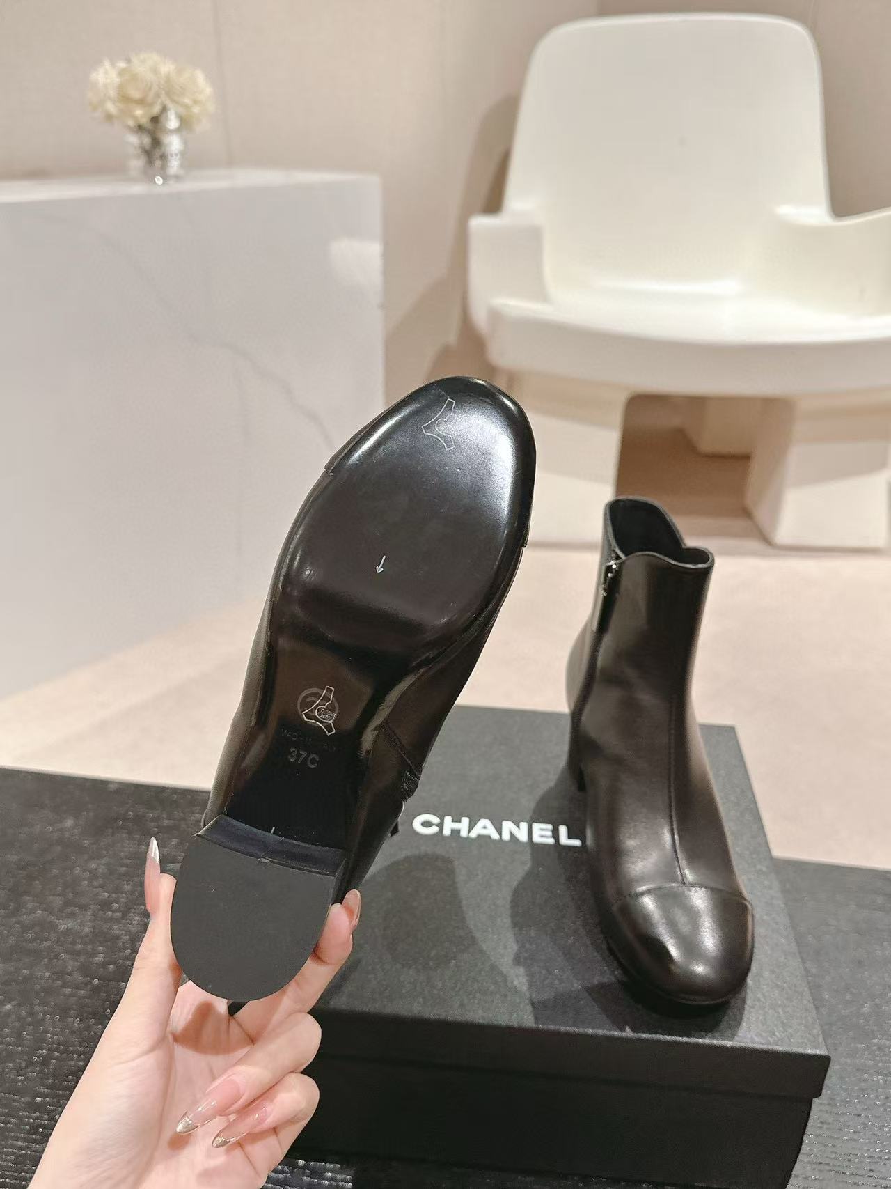 CHANE1 上質な配色ダブルC シンプルシープスキンショートブーツ【50％割引+送料無料】