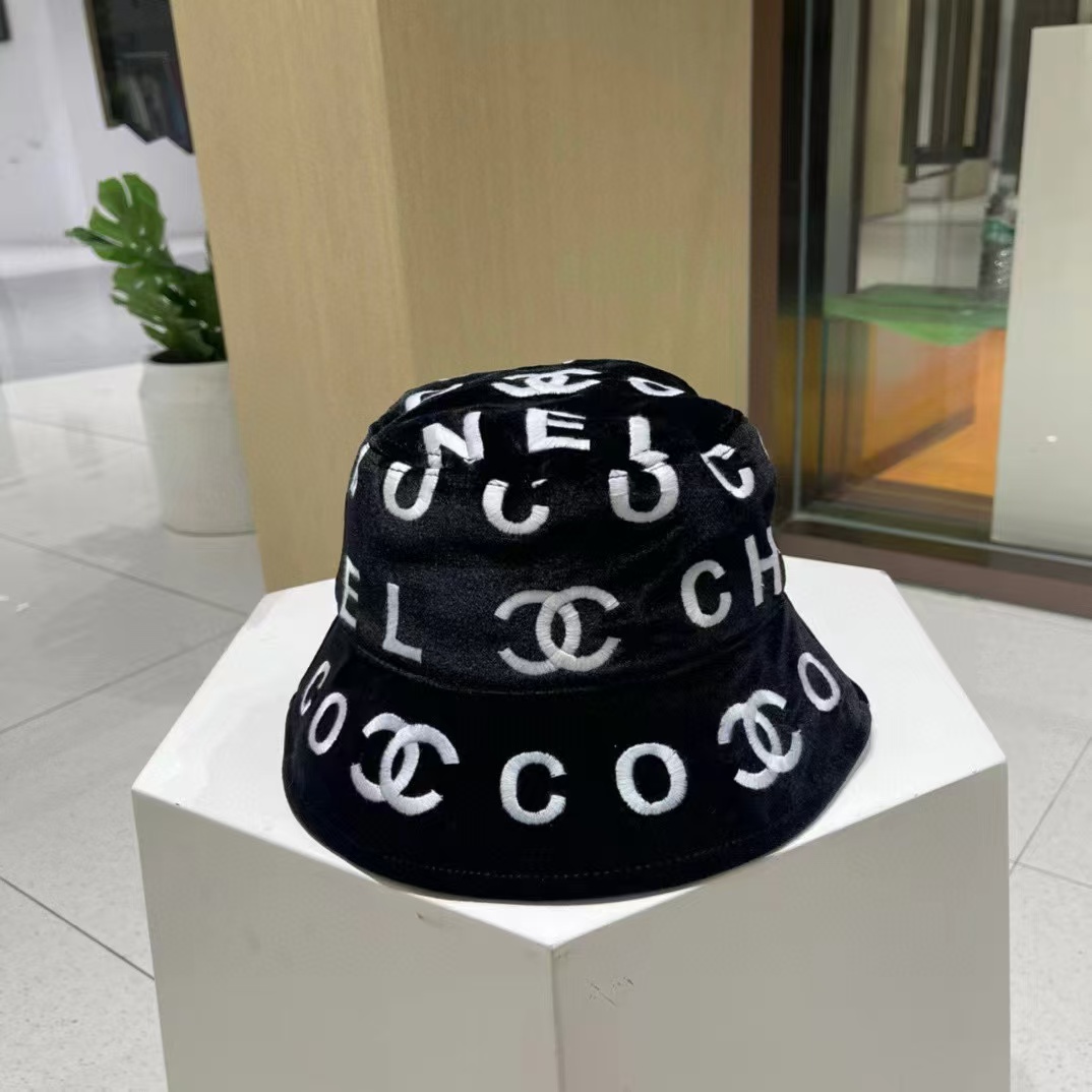 CHANE1 ダブルC 刺繍ロゴ バケットハット【50％割引+送料無料】