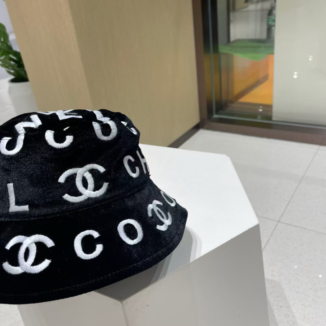 CHANE1 ダブルC 刺繍ロゴ バケットハット【50％割引+送料無料】