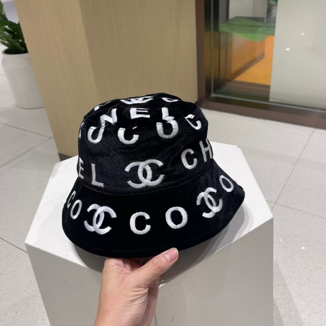 CHANE1 ダブルC 刺繍ロゴ バケットハット【50％割引+送料無料】