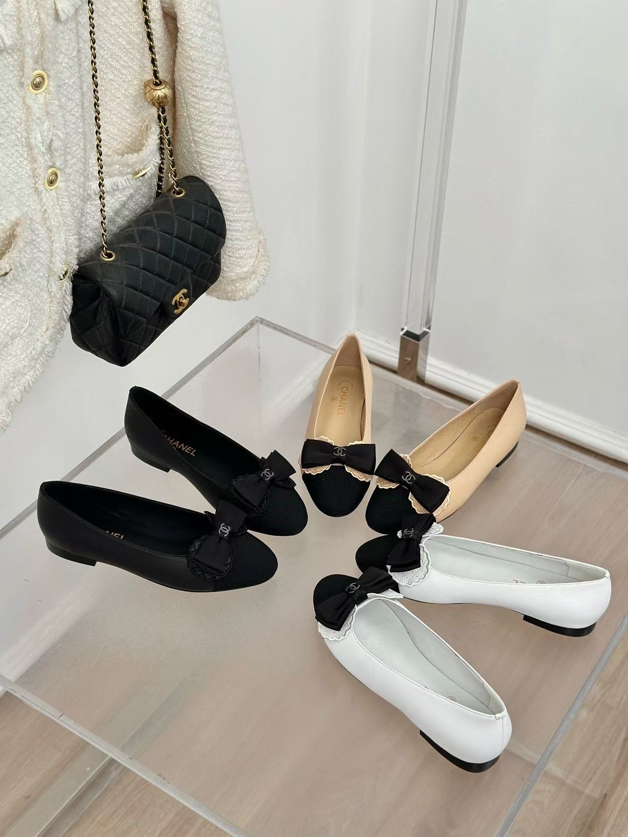 CHANE1 高品質ボウフラットシューズ【50％割引+送料無料】