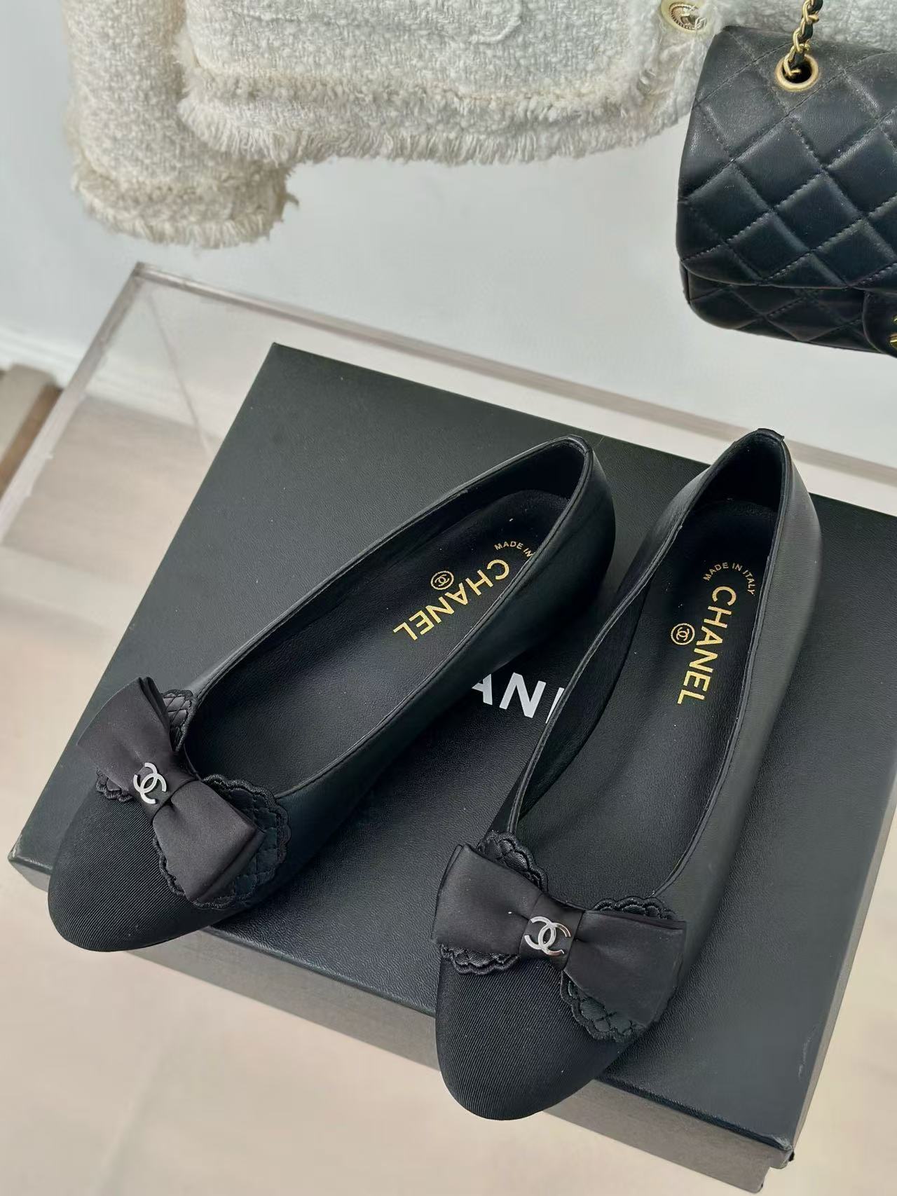 CHANE1 高品質ボウフラットシューズ【50％割引+送料無料】