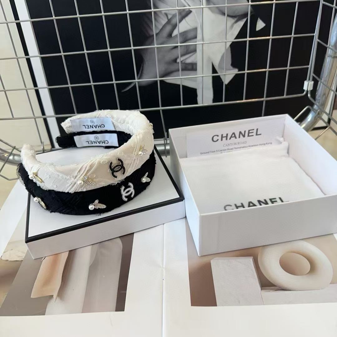 CHANE1 ダブル C バタフライ パール カチューシャ【 50％割引+送料無料】