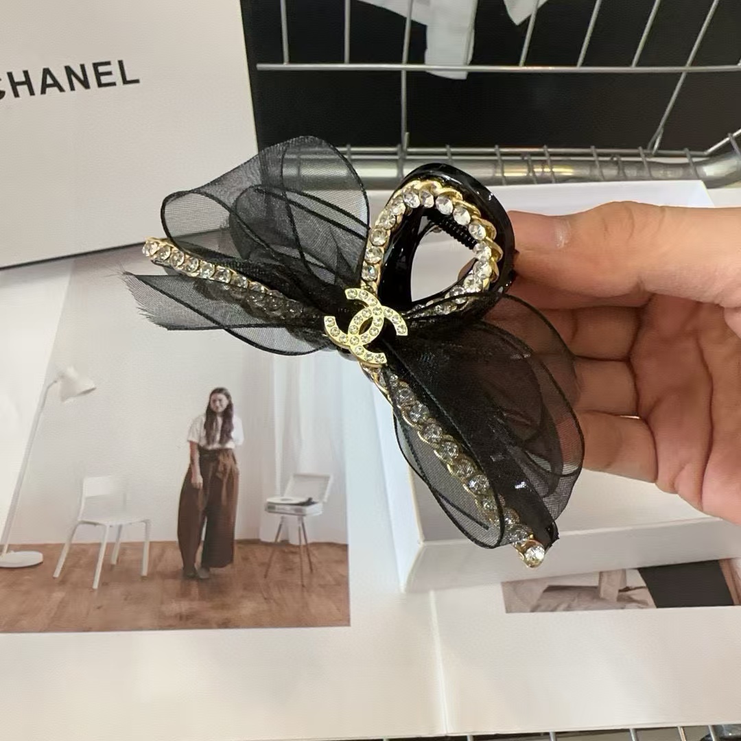CHANE1 ダブルCラインストーンリボンヘアピン【50％割引+送料無料】