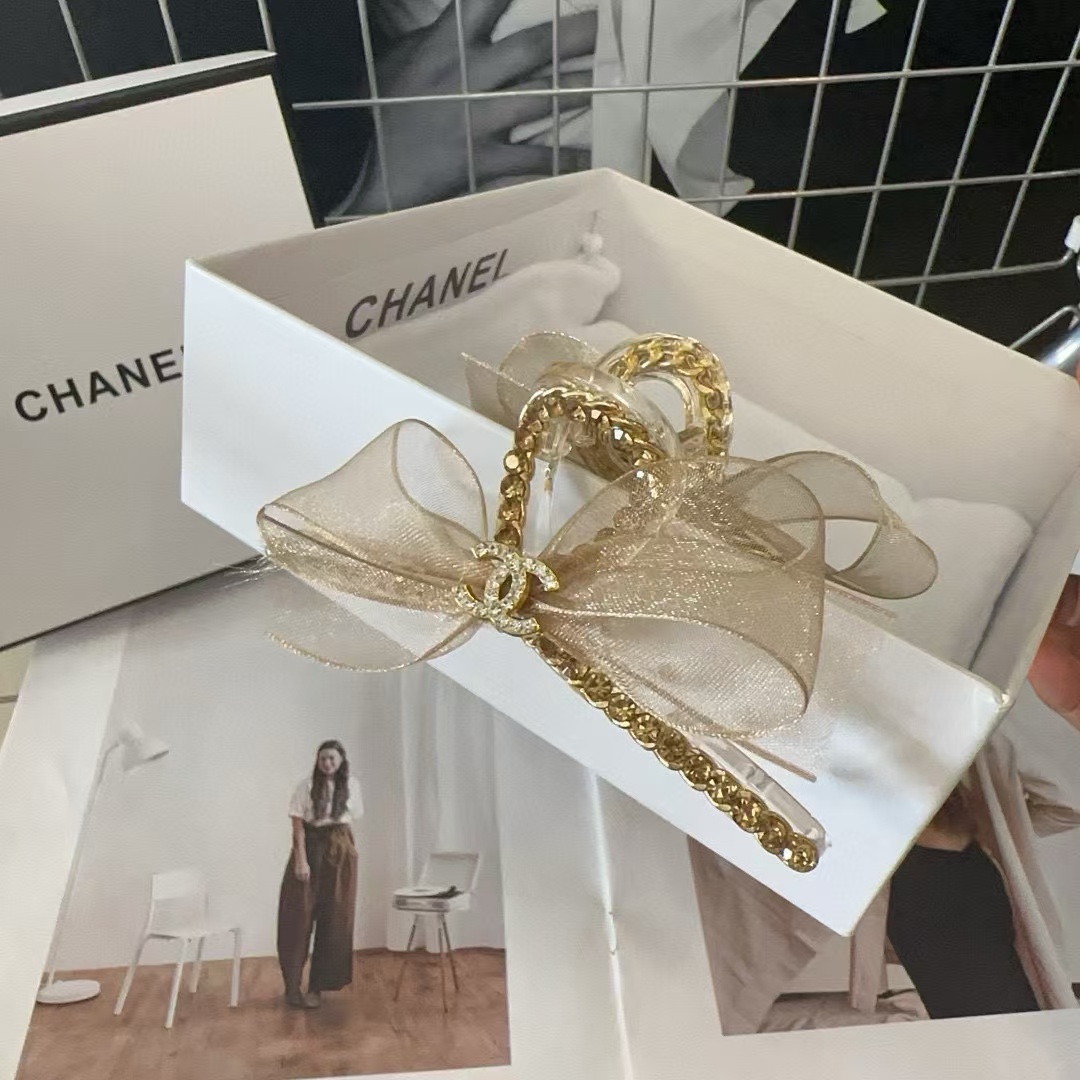 CHANE1 ダブルCラインストーンリボンヘアピン【50％割引+送料無料】