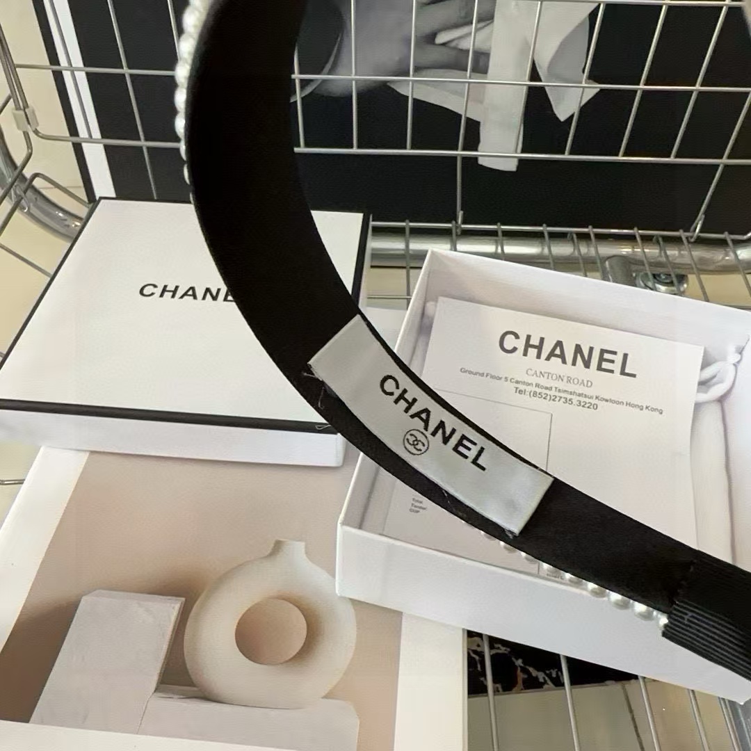 CHANE1 ダブル C パール編み込みヘッドバンド【50％割引+送料無料】