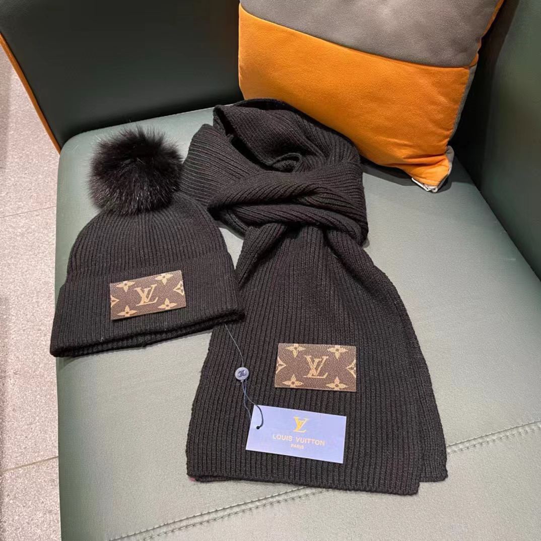 LV ウール帽子+スカーフ2点セット【50％割引+送料無料】