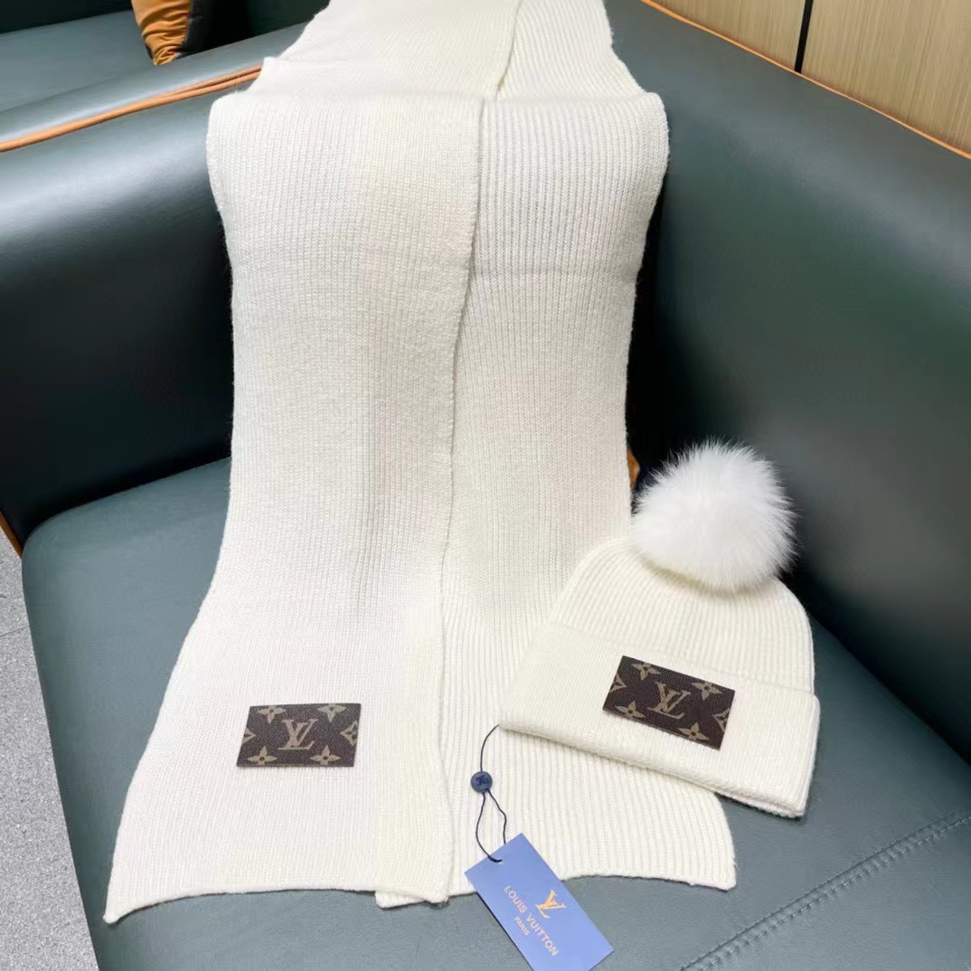 LV ウール帽子+スカーフ2点セット【50％割引+送料無料】