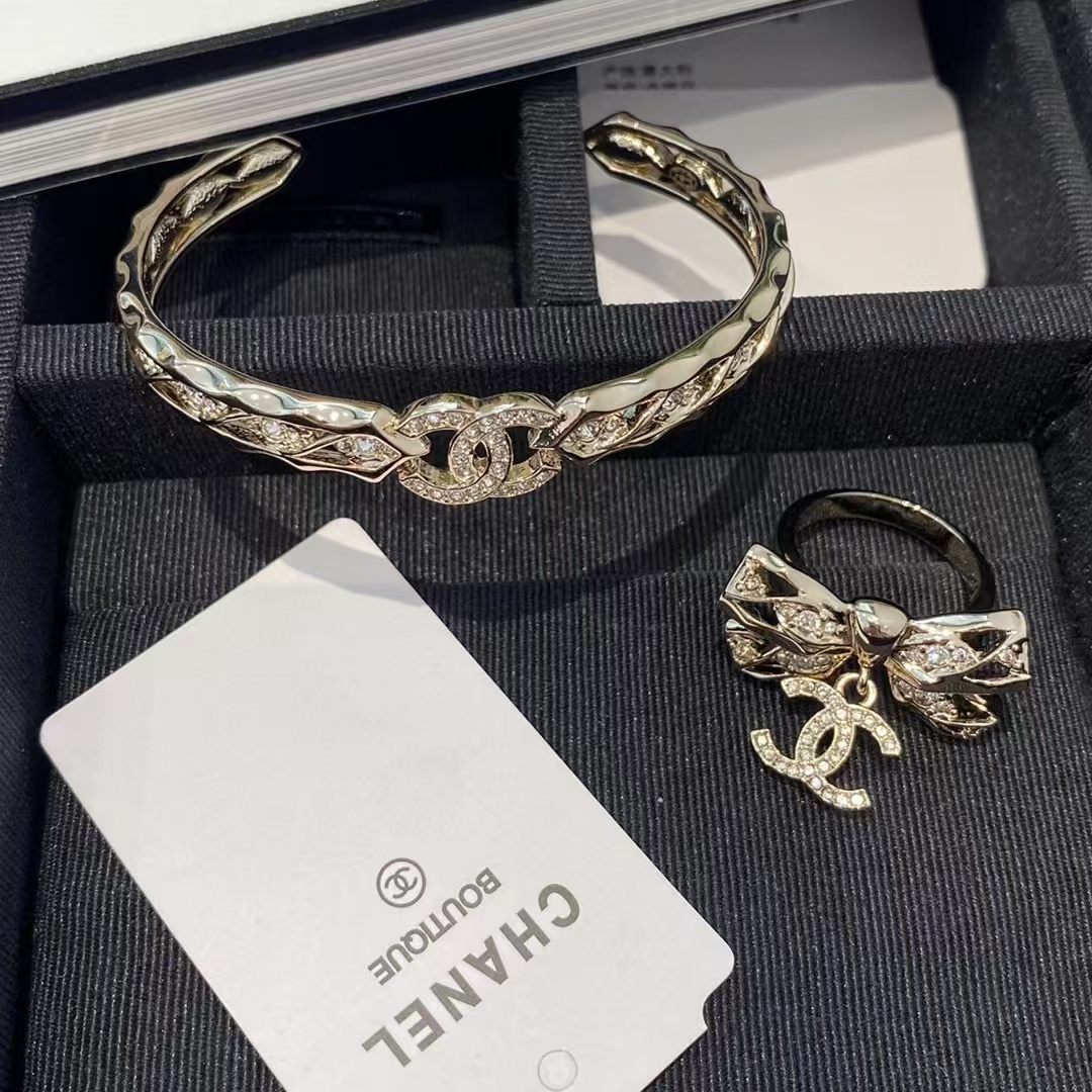 CHANE1 ダイヤモンド ボウ リング + ブレスレット【50％割引+送料無料】
