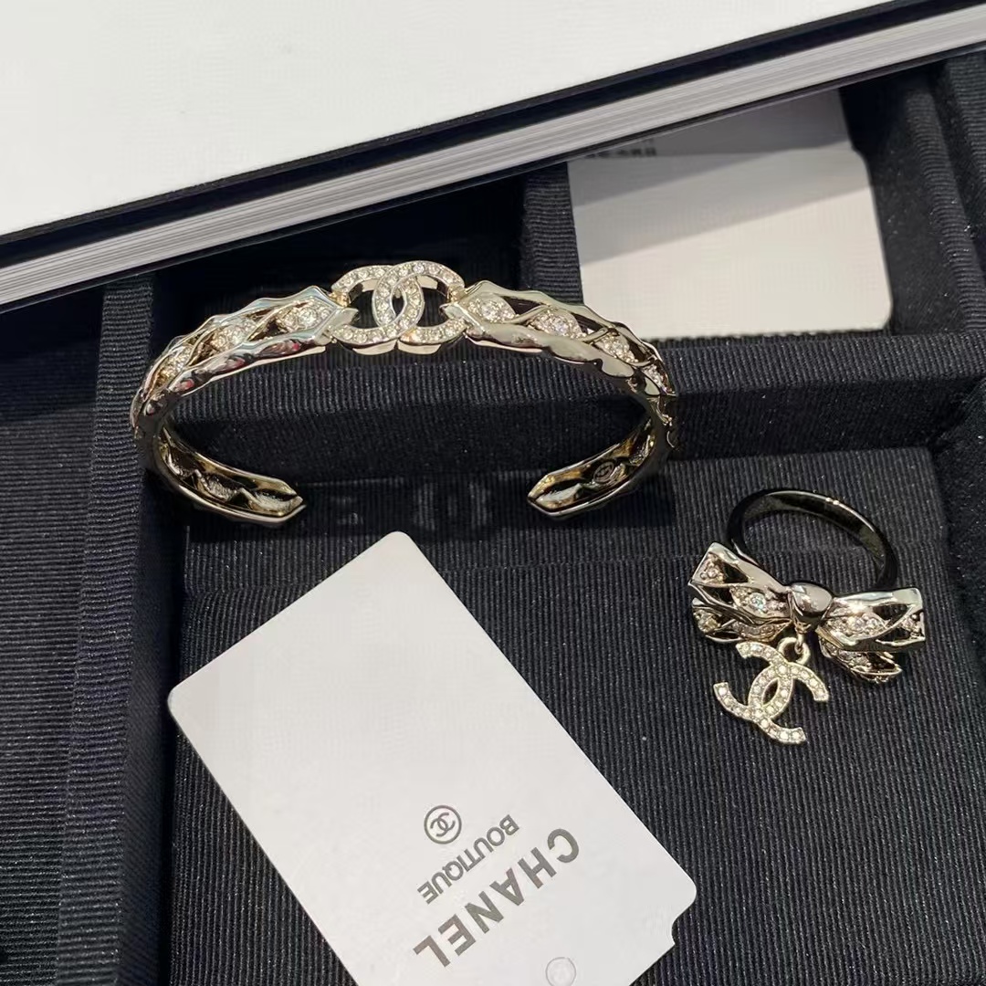 CHANE1 ダイヤモンド ボウ リング + ブレスレット【50％割引+送料無料】