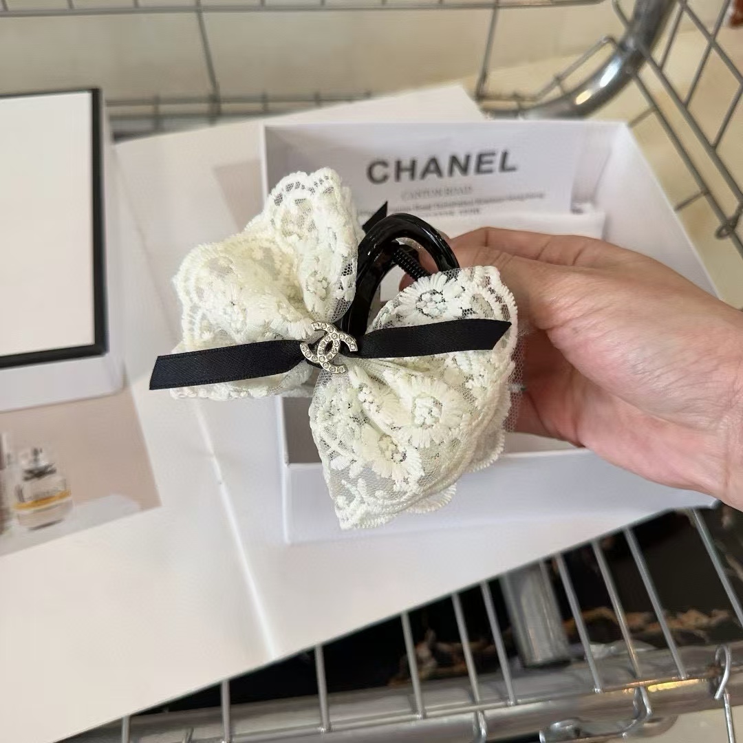 CHANE1 レース ダブルCロゴ ヘアクリップ【50％割引+送料無料】