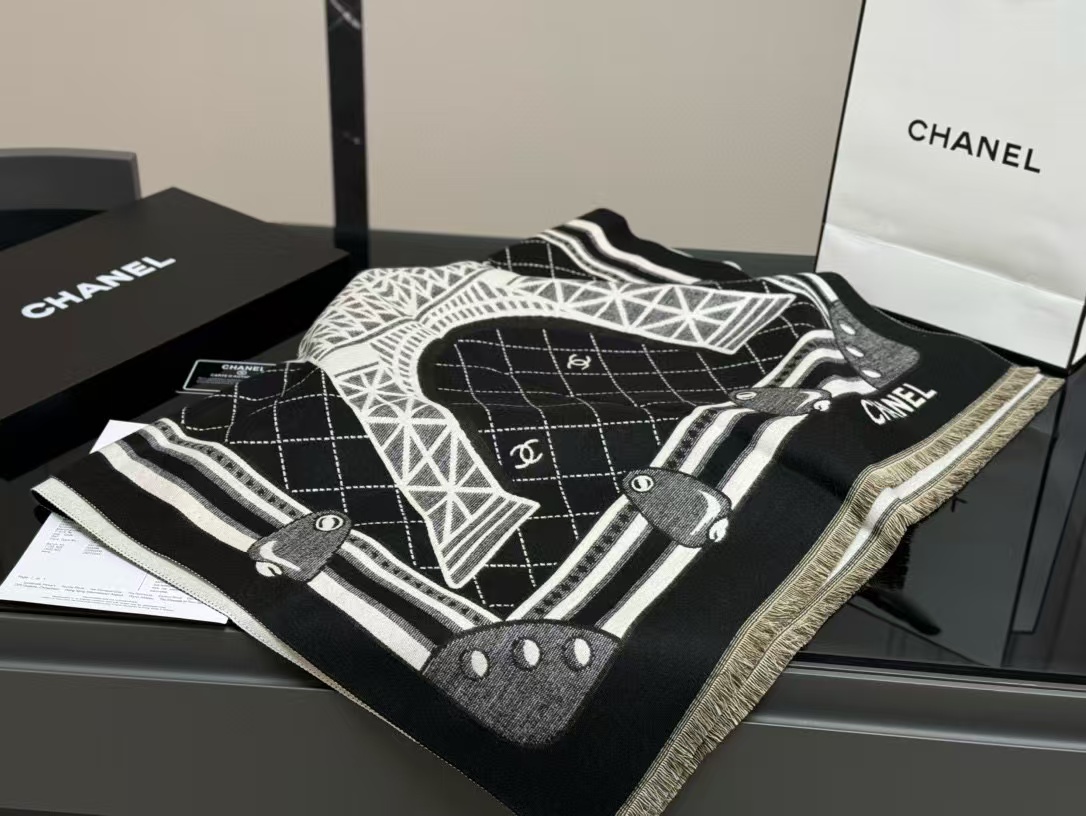 CHANE1 エッフェル塔 カシミア スカーフ【50%割引+送料無料】