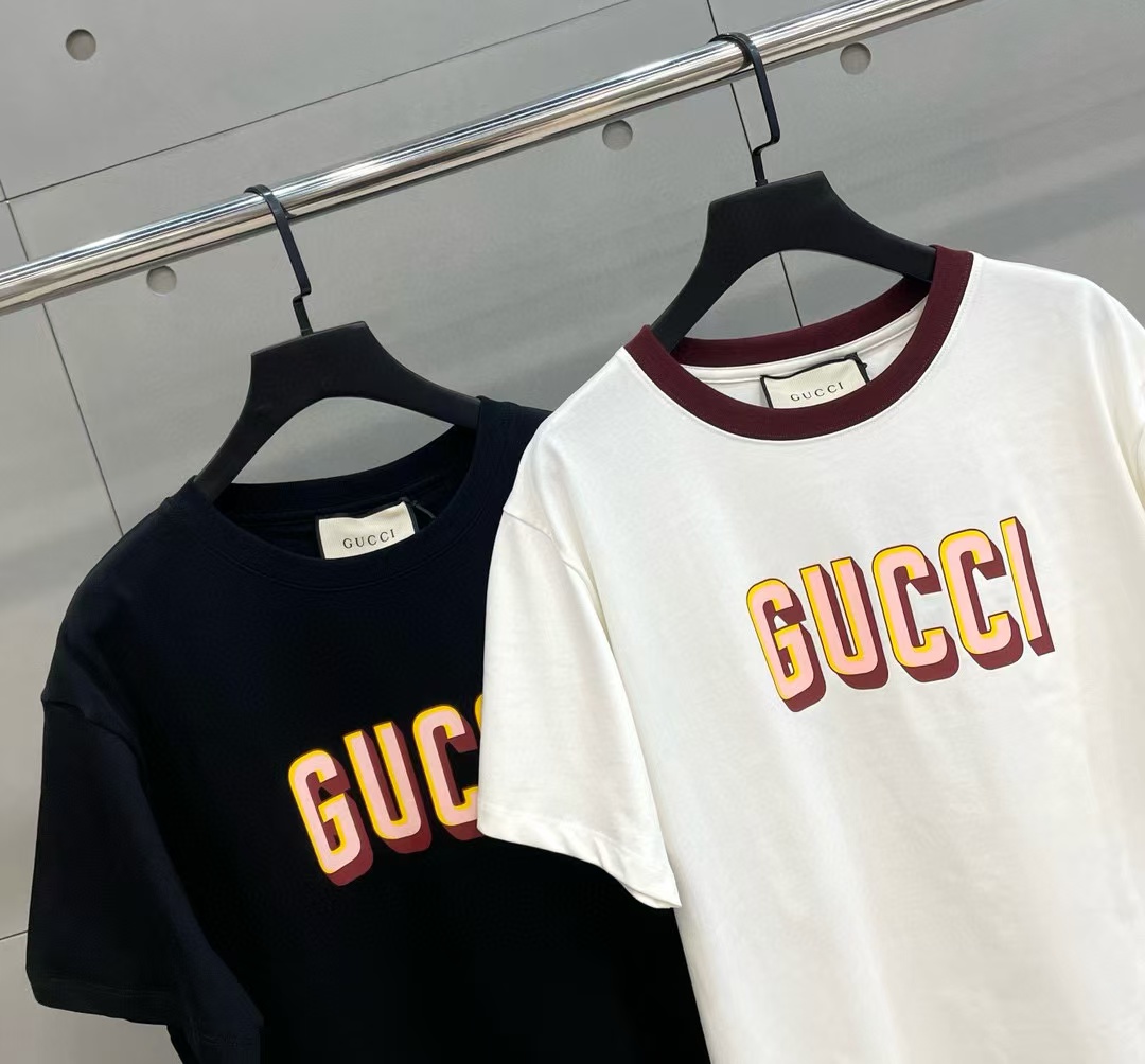GUCC1 シンプルレタールーズTシャツ【 50％割引+送料無料】