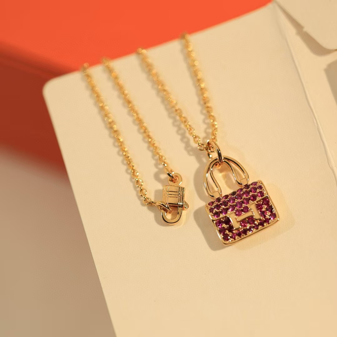 HERME5 バッグ型ダイヤモンドネックレス【50％割引+送料無料】