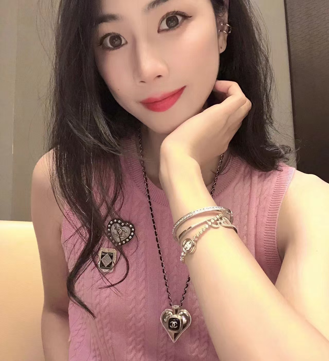 CHANE1 ビッグハートセーターチェーン【 50％割引+送料無料】