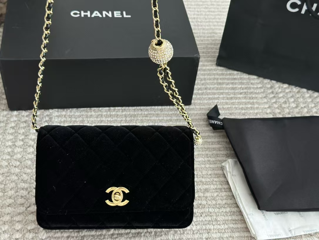 CHANE1 チェーンベルベットショルダークロスボディバッグ【50％割引+送料無料】