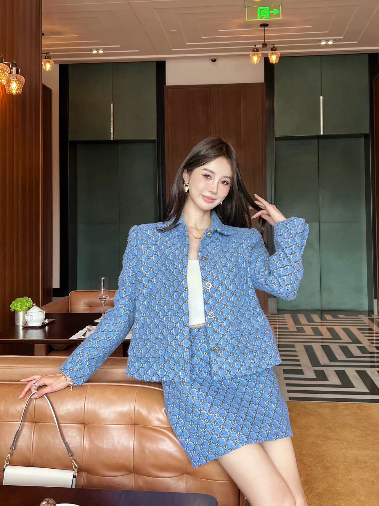 GUCC1 高級ジャガードジャケット＋スカート２点セット【50％割引+送料無料】