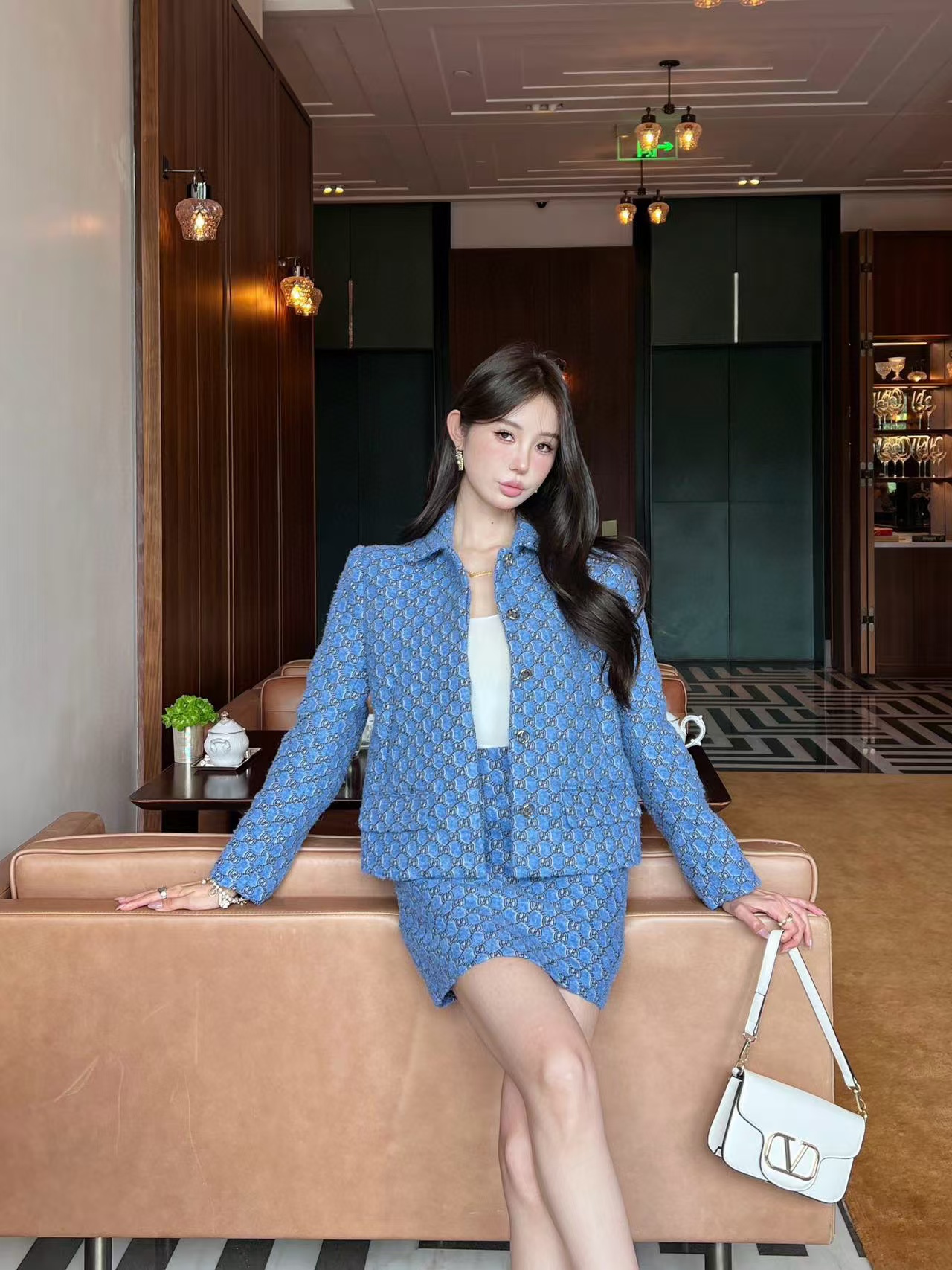 GUCC1 高級ジャガードジャケット＋スカート２点セット【50％割引+送料無料】