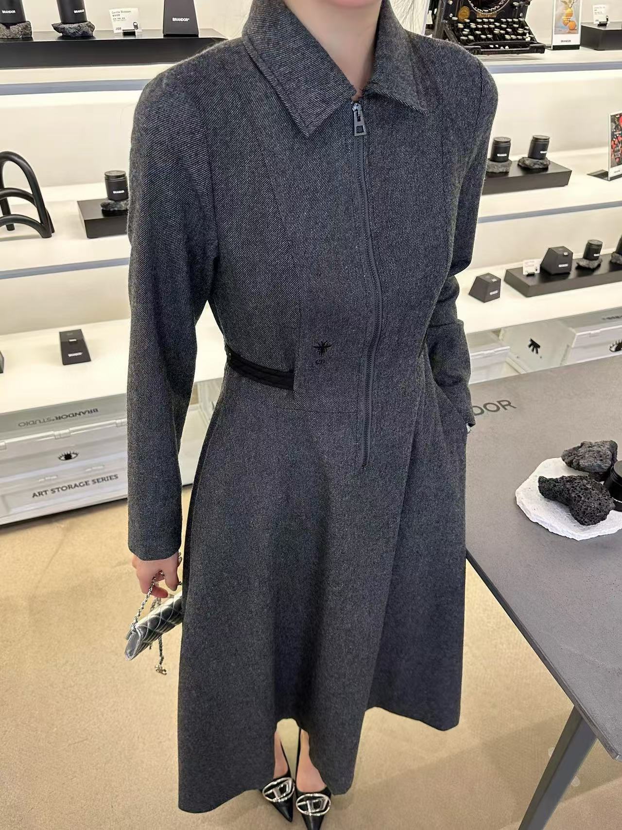 DI0R 高品質ウール ラペルドレス【50％割引+送料無料】