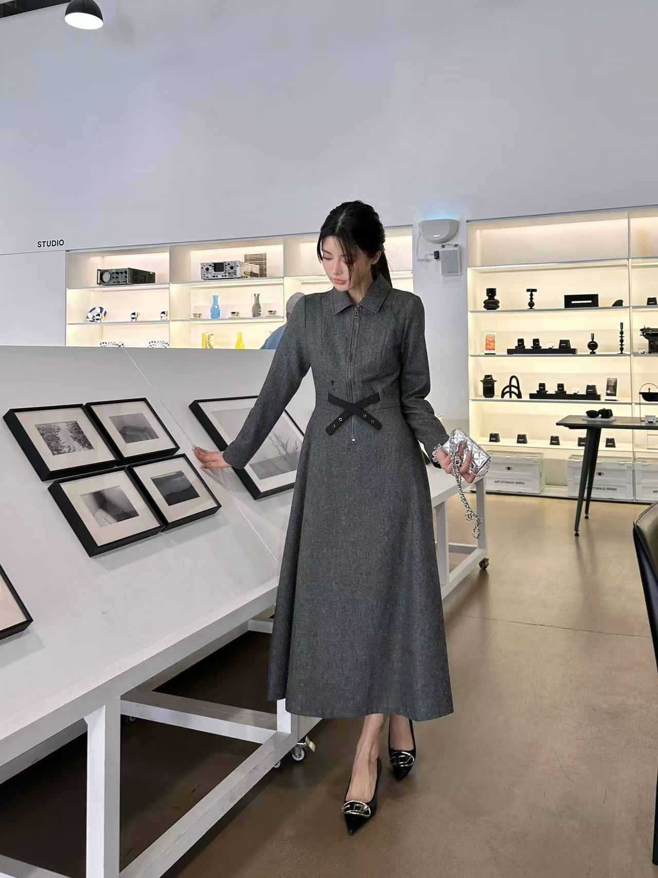 DI0R 高品質ウール ラペルドレス【50％割引+送料無料】