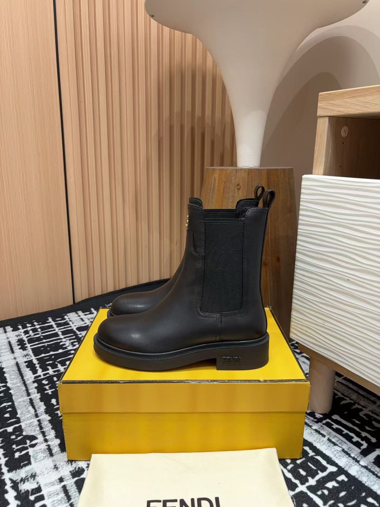 FEND1 高品質シンプルな伸縮性アンクルブーツ【50％割引+送料無料】